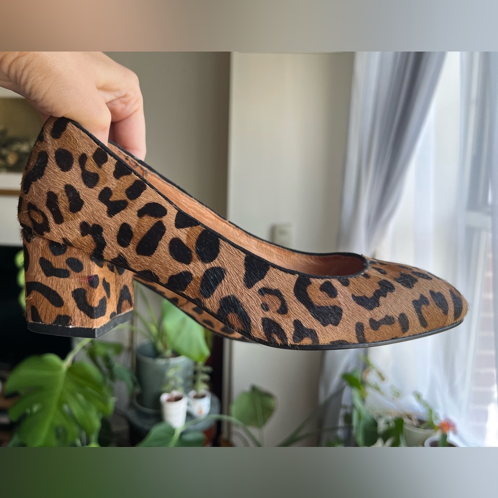Size 36 Block Heel Faux Animal Print Heels